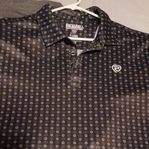 Rock & Roll Men's Black Geometric Polo Shirt